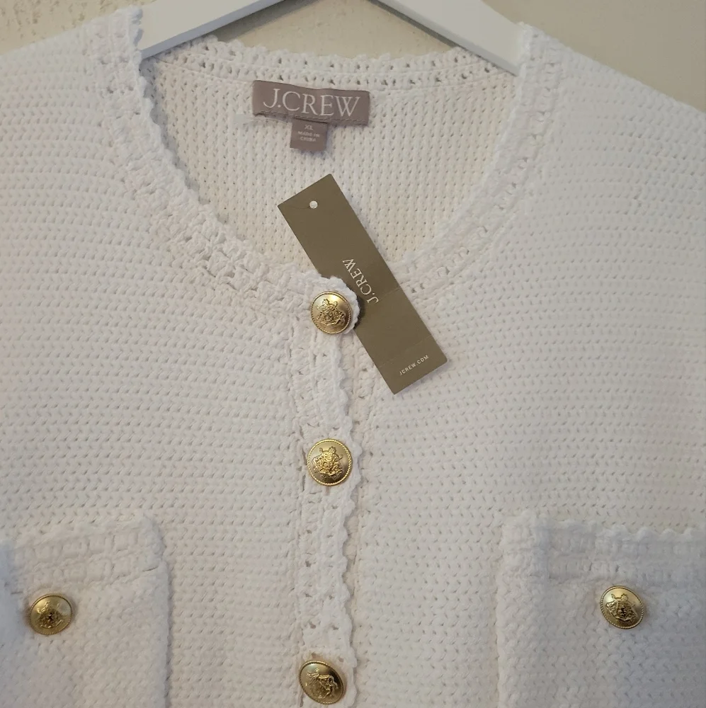 J.Crew Short Sleeve Sweater Lady Jacket - white - Picture 6 of 10